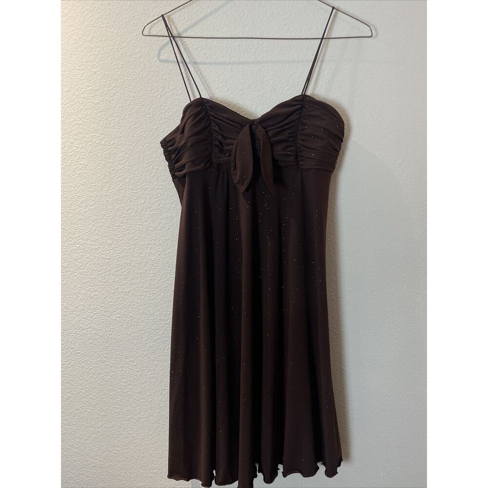 eva blue, brown sparkly knee length dress, size 10